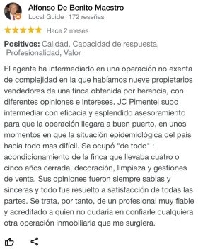 Alfonso De Benito Maestro Review | JC Pimentel Real Estate